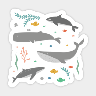 Whales Swimming in the Ocean Sticker